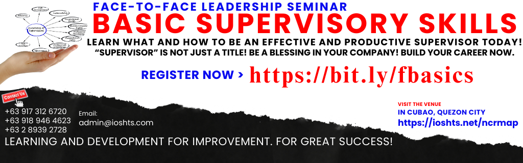 Face-to-Face Basic Supervisory Skills Seminar with Certificate Classroom in Cubao Quezon City's Enrollment Cover